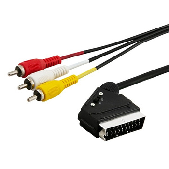 Kabel męski SAVIO CL-133 (SCART M - RCA x 3 M; 2m;
