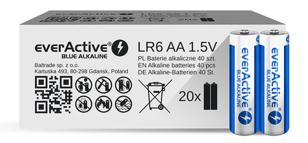 EVERACTIVE BATERIE ALKALICZNE AA/LR6 LIMITED BLUE ALKALINE - 40 SZTUK ALEV6S2BK