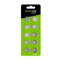 Green Cell Blister 10x Bateria Litowa CR2032 3V 220mAh Guzikowa Pastylkowa